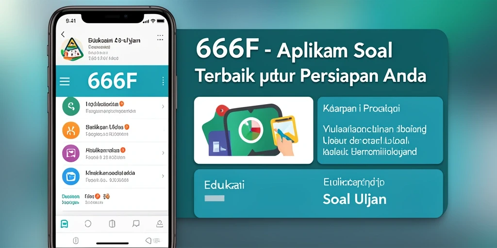 Screenshot utama menunjukkan antarmuka aplikasi Soal Ujian 666F.