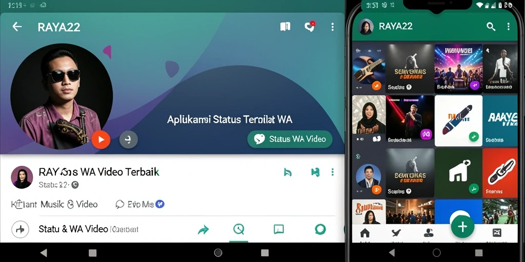 Tampilan antarmuka aplikasi RAYA22 dengan beragam pilihan video.
